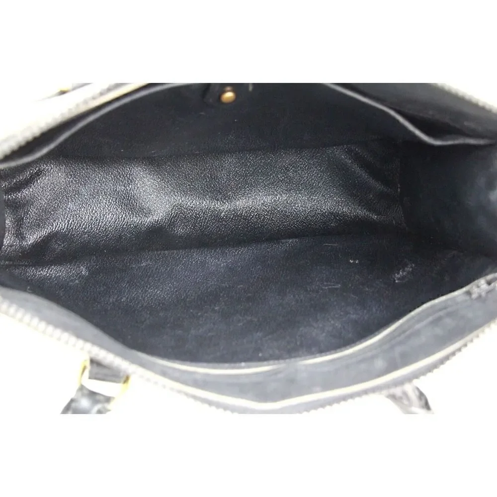 VTG Dooney & Bourke PEBBLED BLACK GENUINE LEATHER BUSINESS SHOULDER BAG PURSE
